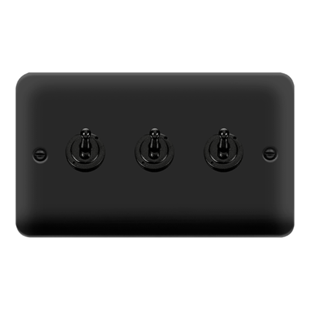 Click Deco Plus Matt Black 3 Gang 2 Way Toggle Switch DPMB423