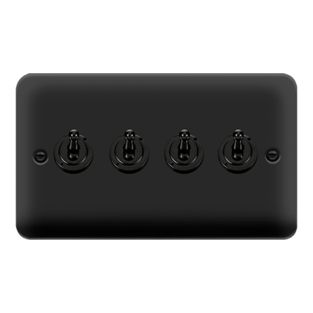 Click Deco Plus Matt Black 4 Gang 2 Way Toggle Switch DPMB424