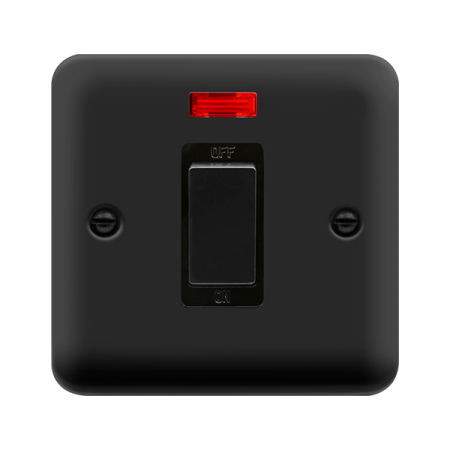 Click Deco Plus Matt Black 1 Gang 45A Double Pole Switch with Neon DPMB501BK