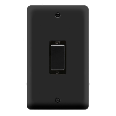 Click Deco Plus Matt Black 2 Gang 45A Double Pole Switch DPMB502BK