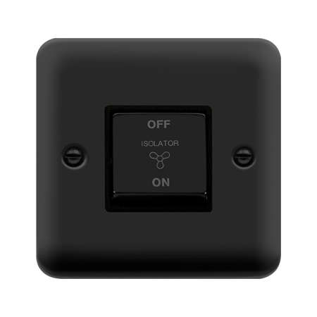 Click Deco Plus Matt Black 3 Pole Fan Isolator Switch DPMB520BK