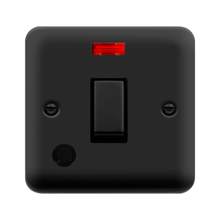 Click Deco Plus Matt Black 20A DP Switch with Flex Outlet and Neon DPMB523BK
