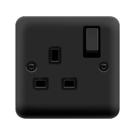 Click Deco Plus Matt Black 13A Single Switched Socket DPMB535BK