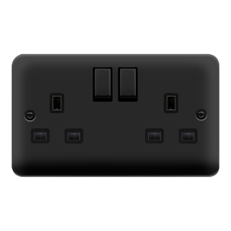 Click Deco Plus Matt Black 13A Double Switched Socket | DPMB536BK