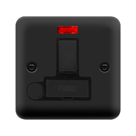Click Deco Plus Matt Black Switched Fused Spur with Neon & Flex Outlet DPMB552BK