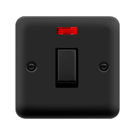 Click Deco Plus Matt Black 20A Double Pole Switch with Neon DPMB723BK