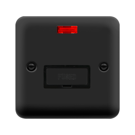 Click Deco Plus Matt Black Unswitched Fused Spur with Neon DPMB753BK