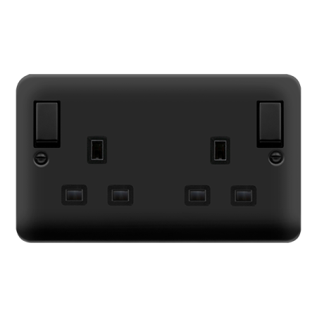 Click Deco Plus 13a Double Switched Socket Outboard Rockers Dpmb836bk