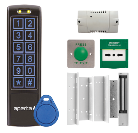Esp Aperta Single Internal Door Black Proximity Keypad Kit C/w Mushroom Exit Button & Internal Green Callpoint Ezt3kmb