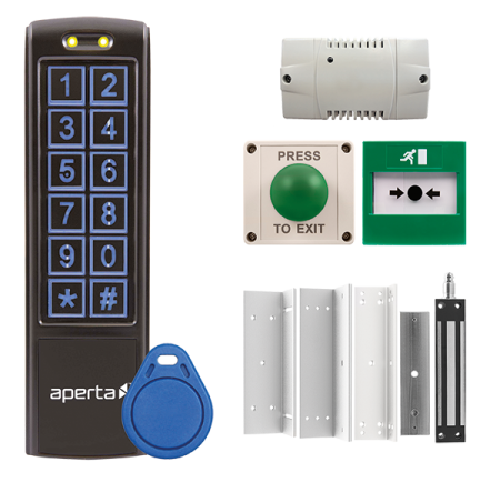 Esp Aperta Single External Door Black Proximity Keypad Kit C/w IP55 Mushroom Exit Button | EZT3KXTB