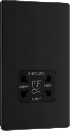 BG Nexus Screwless Matt Black Dual Voltage 110/240v Shaver Socket | FFB20B