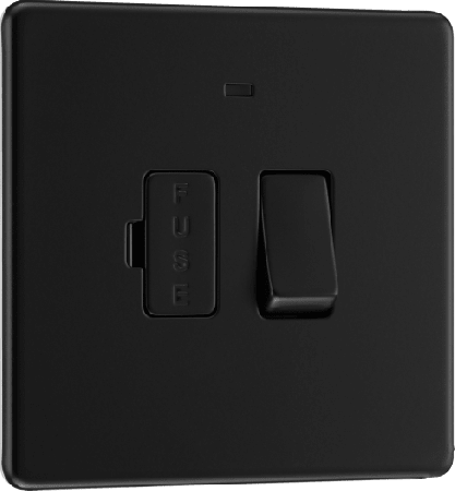 BG Nexus Screwless Matt Black Switched 13A Fused Connection Unit & Neon | FFB52
