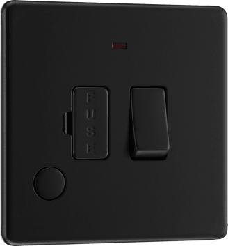 BG Nexus Screwless Matt Black Switched 13A Fused Spur Neon & Flex Outlet | FFB53