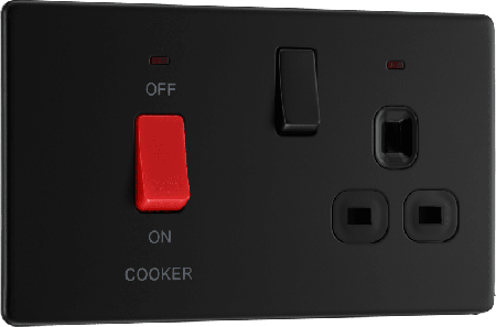 BG Nexus Screwless Matt Black 45A Cooker Control Unit | FFB70B