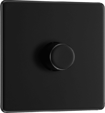 Bg Nexus Screwless Matt Black Single Push On/Off LED 2-Way Dimmer Switch | FFB81