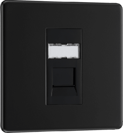 BG Nexus Screwless Matt Black Single RJ45 Data Socket | FFBRJ451