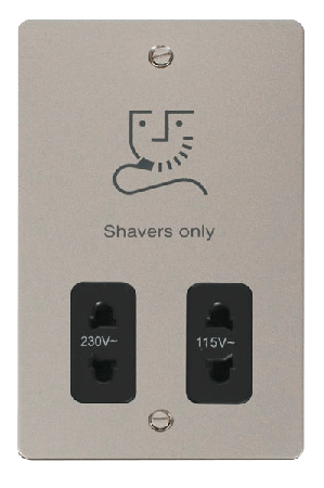 Click Define Pearl Nickel Dual Voltage Shaver Socket FPPN100BK