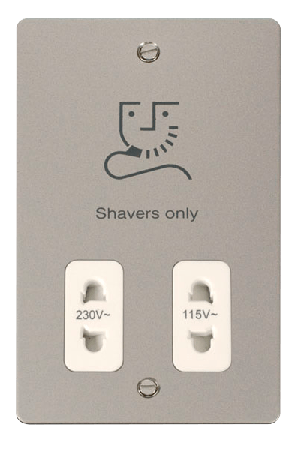 Click Define Pearl Nickel Dual Voltage Shaver Socket FPPN100WH
