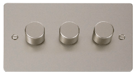 Click Define Pearl Nickel 3?Gang 2 Way 100W LED Dimmer Switch FPPN163