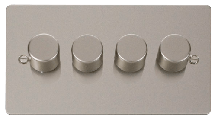 Click Define Pearl Nickel 4?Gang 2 Way 100W LED Dimmer Switch FPPN164