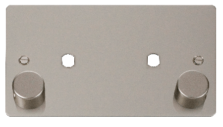 Click Define Pearl Nickel Twin Dimmer Plate 1630W Max FPPN186