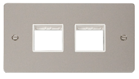 Click Define Pearl Nickel Double Plate 4 Gang Aperture FPPN404WH