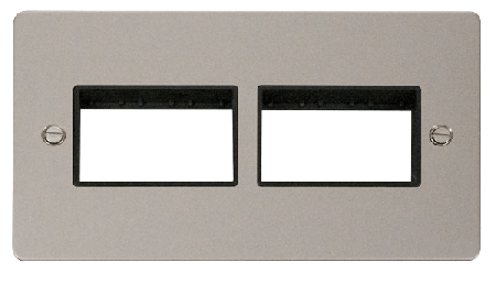 Click Define Pearl Nickel Double Plate 6 Gang Aperture FPPN406BK