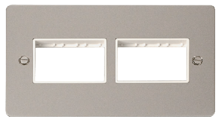 Click Define Pearl Nickel Double Plate 6 Gang Aperture FPPN406WH