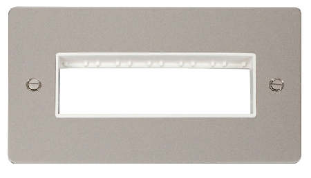 Click Define Pearl Nickel Double Plate 6 Gang Aperture FPPN426WH