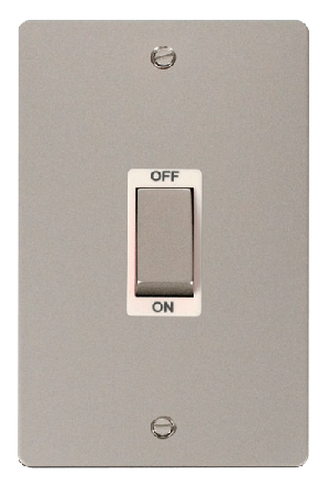 Click Define Pearl Nickel 2 Gang 45A Vertical Double Pole Switch FPPN502WH