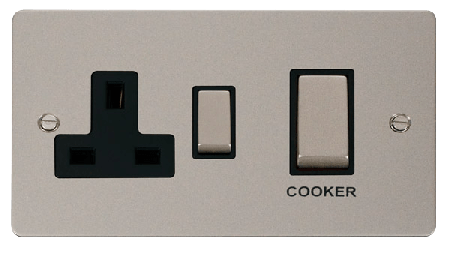 Click Define Pearl Nickel 45A DP Switch & Socket FPPN504BK