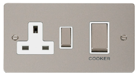 Click Define Pearl Nickel 45A DP Switch & Socket FPPN504WH