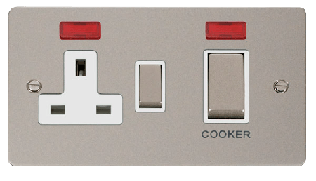 Click Define Pearl Nickel 45A DP Switch & Socket Neon FPPN505WH