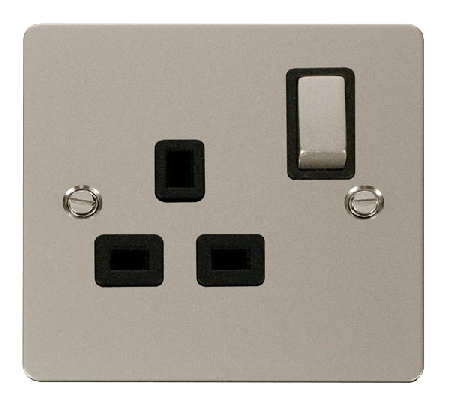 Click Define Pearl Nickel 13A Single Switched Socket FPPN535BK