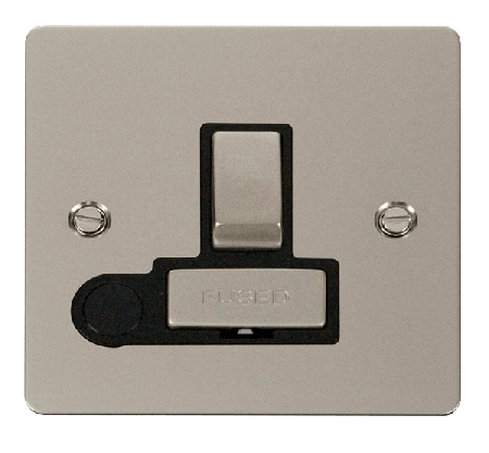 Click Define Pearl Nickel Switched Fused Spur with Flex Outlet FPPN551BK