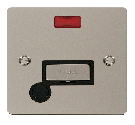 Click Define Pearl Nickel Unswitched Fused Spur with Neon and Flex Outlet FPPN553BK