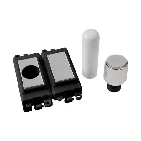 Click Grid Pro GM150BKCH 2 Module Dimmer Mounting Kit Black - Polished Chrome