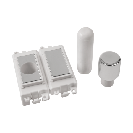 Click Grid Pro GM150PWCH 2 Module Dimmer Mounting Kit White - Polished Chrome
