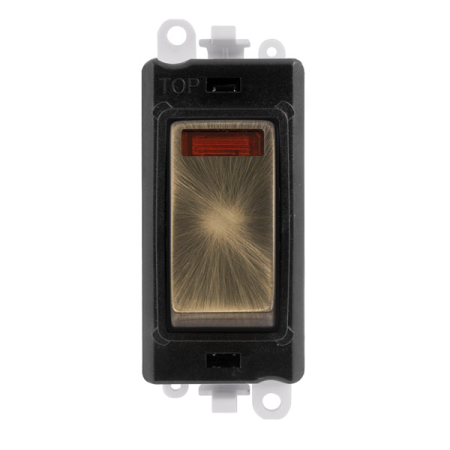 Click GridPro GM2018NBKAB 20AX Double Pole Switch with Neon Module - Antique Brass