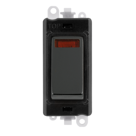 Click Grid Pro GM2018NBKBN Double Pole Switch Module with Neon Black Black Nickel