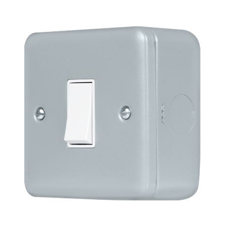 Click Metal Clad Pro Grey 10AX 1 Gang 1 Way Plate Switch MCP010