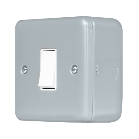 Click Metal Clad Pro Grey 10AX 1 Gang 2 Way Plate Switch MCP011