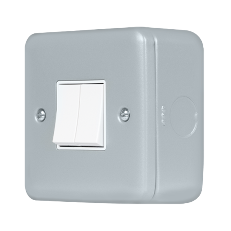 Click Metal Clad Pro Grey 10AX 2 Gang 2 Way Plate Switch MCP012