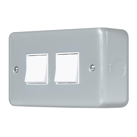 Click Metal Clad Pro Grey 10AX 4 Gang 2 Way Plate Switch MCP019