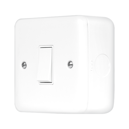 Click Metal Clad Pro Polar White 10AX 1 Gang Intermediate Plate Switch MCP025PW