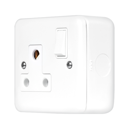 Click Metal Clad Pro Polar White 15A Switched Round Pin Socket Outlet MCP034PW