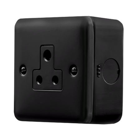 Click Metal Clad Pro Matt Black 5A Round Pin Socket Outlet MCP038BK