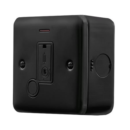 Click Metal Clad Pro Matt Black 13A Fused Connection Unit With LED & Optional Flex Outlet MCP053BK