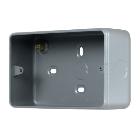 Click Metal Clad Pro Grey 2 Gang 40mm Deep Mounting Box MCP084
