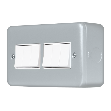 Click Metal Clad Pro Grey 10AX 6 Gang 2 Way Plate Switch MCP105